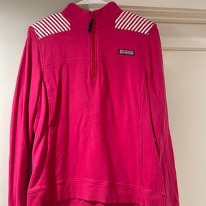 Pink shep shirt with stripes on shoulder
